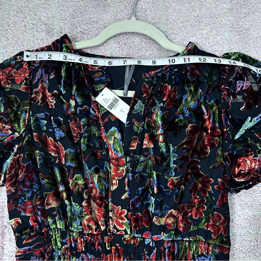 NWT Anthropologie Somerset Floral Velvet Mini Dress Size Small Boho Fall Event - Picture 9 of 14